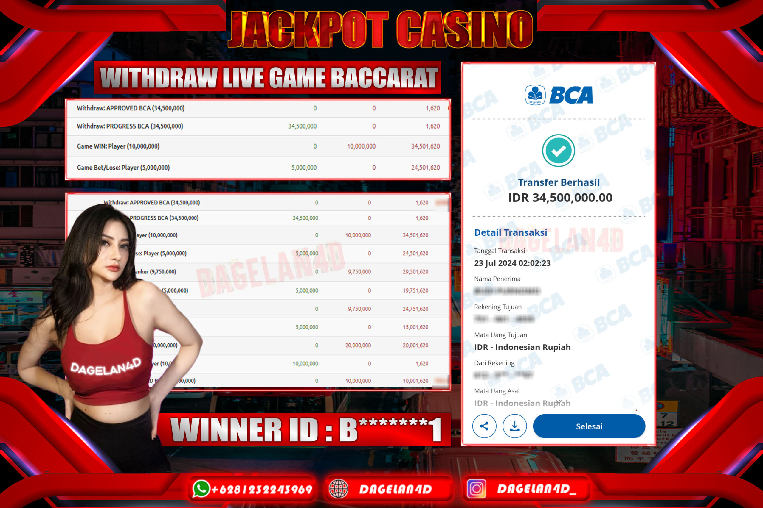 DAGELAN4D Bukti Pembayaran Jackpot di Casino Live Casino Baccarat